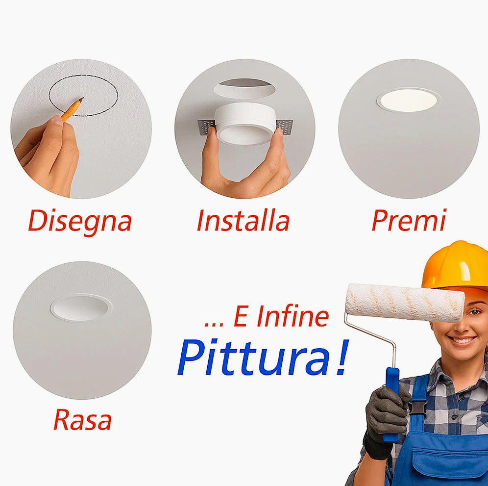 Portafaretto a scomparsa quadrato in gesso per faretti - ambraled