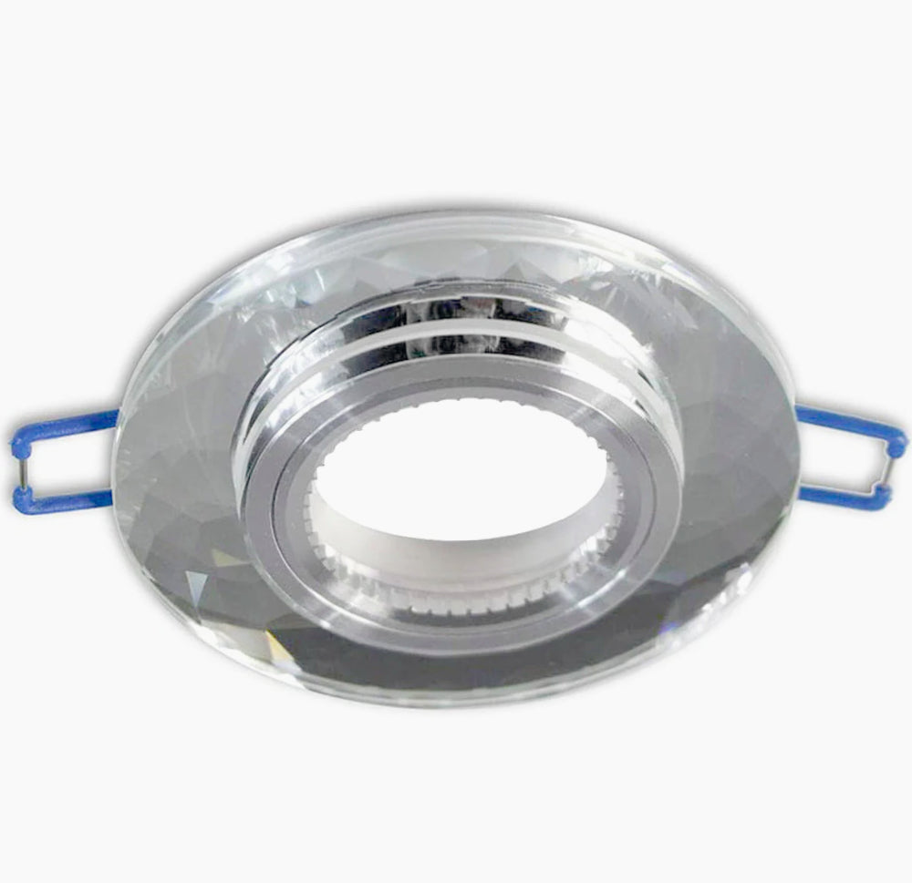 Portafaretto incasso tondo – Vetro con effetto specchio e taglio a diamante - ambraled