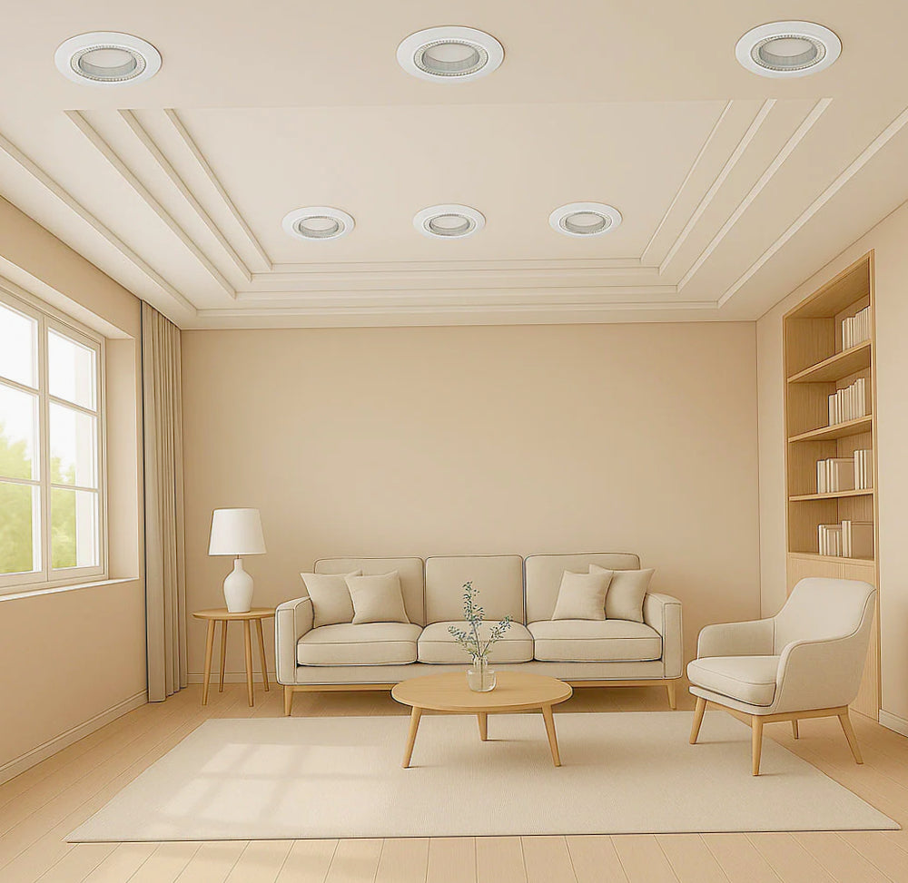 Portafaretto incasso con effetto brillantini oro/argento – Per controsoffittatura - ambraled
