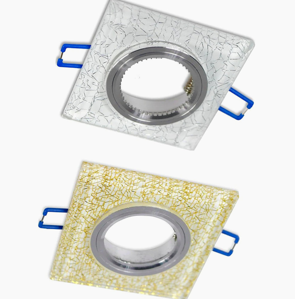 Portafaretto da incasso quadrato oro/argento per faretti GU10 - ambraled