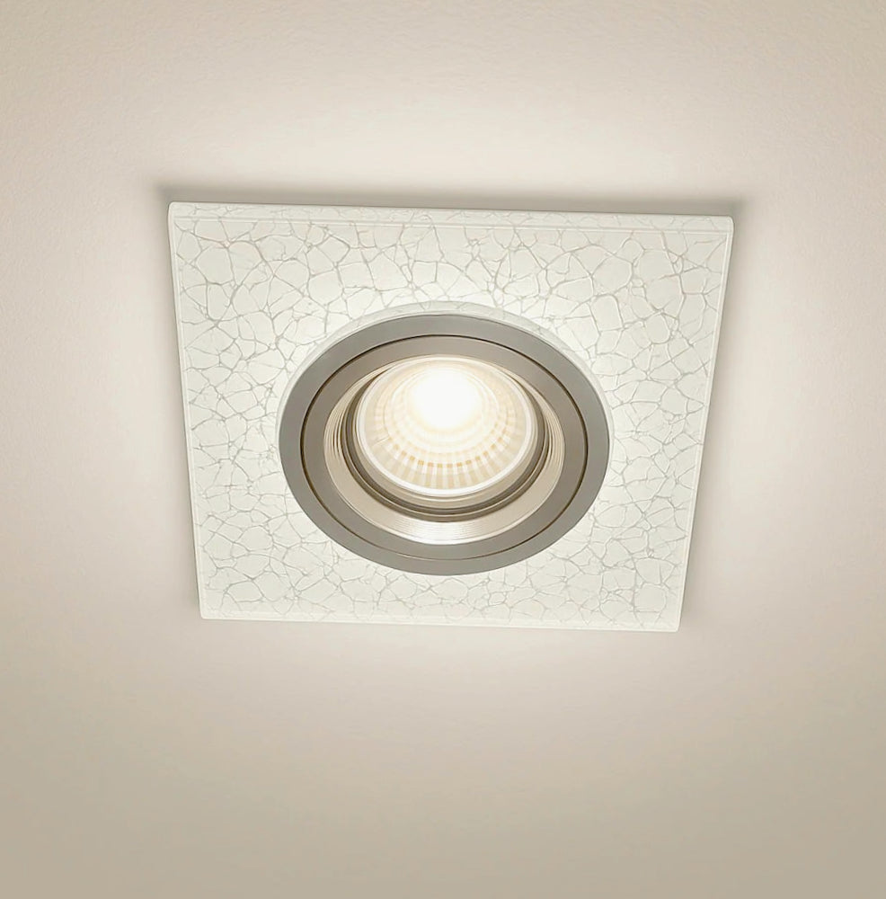 Portafaretto da incasso quadrato oro/argento per faretti GU10 - ambraled