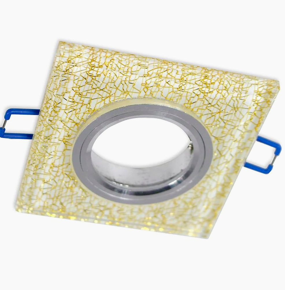 Portafaretto da incasso quadrato oro/argento per faretti GU10 - ambraled
