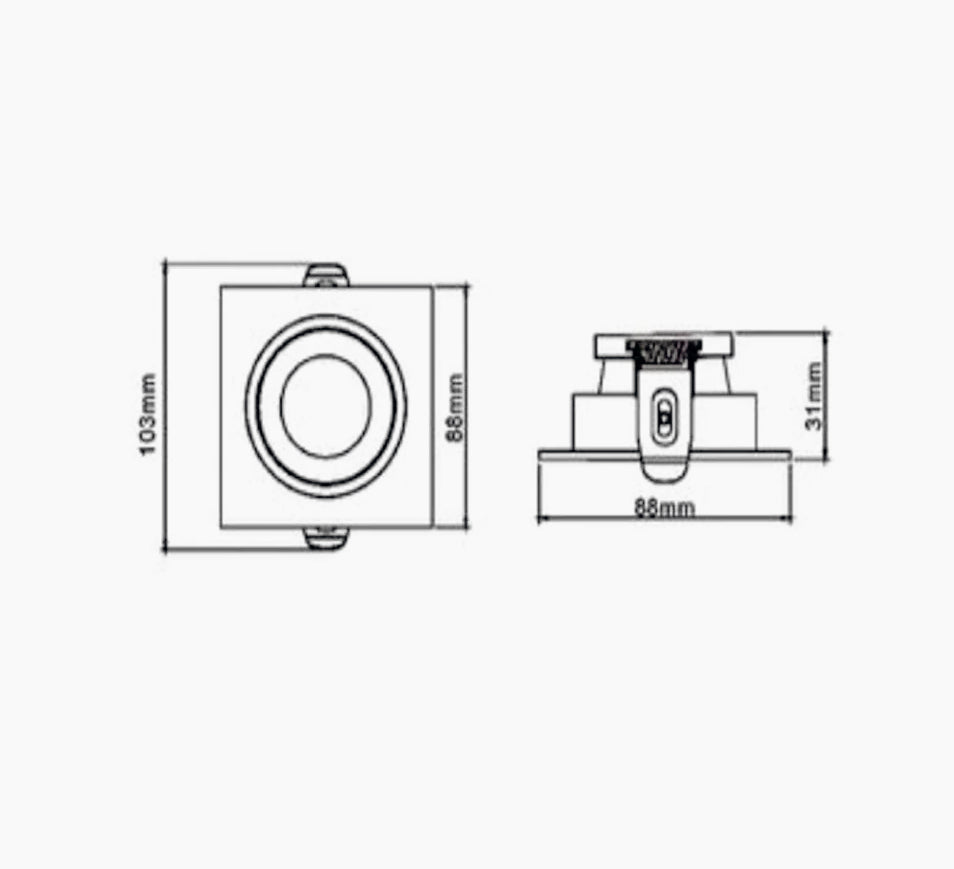 Portafaretto quadrato orientabile – Per controsoffitto, compatibile GU10 / MR16 - ambraled