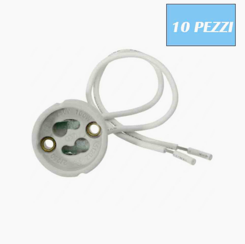 Portalampade in ceramica – Per faretto 220V GU10 - ambraled