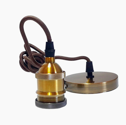 Portalampada a sospensione cavo in corda 2 metri bronzo E27 - ambraled
