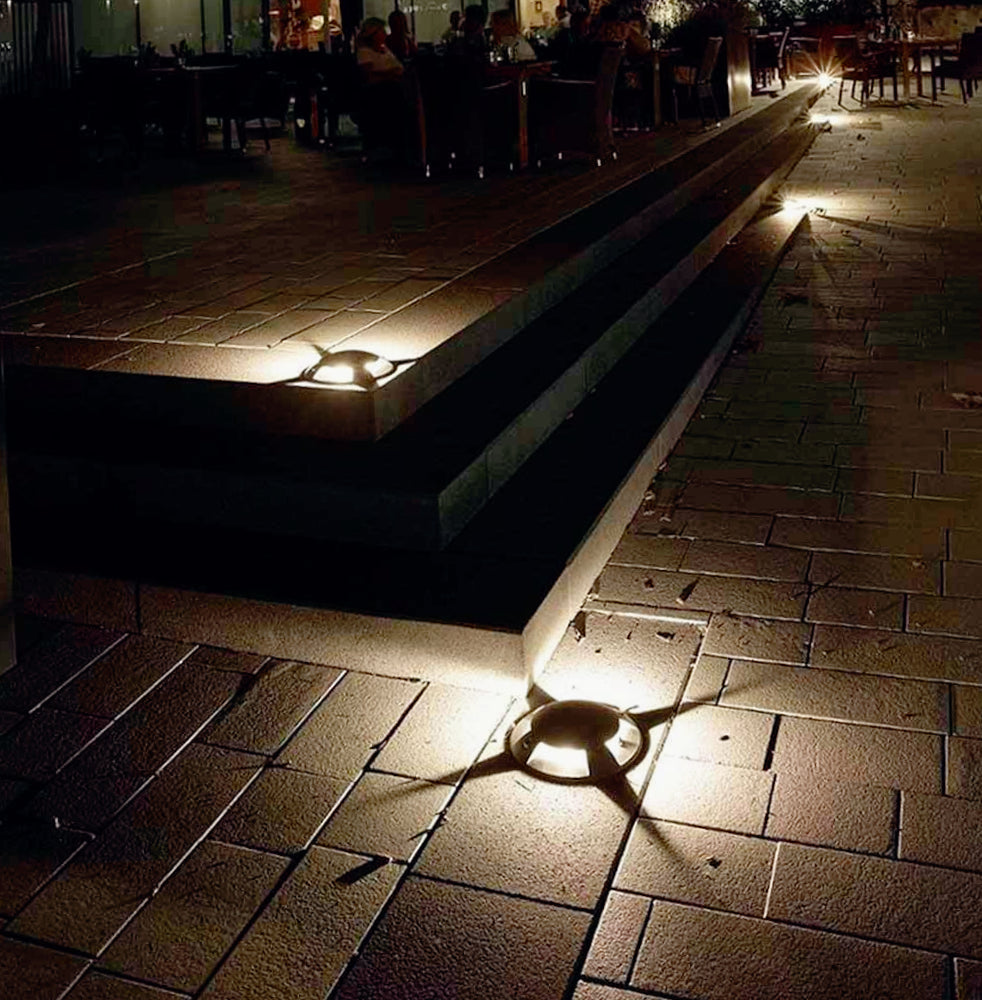 Faretto calpestabile LED 1W – 3 fasci luce esterno vialetti IP67 - ambraled