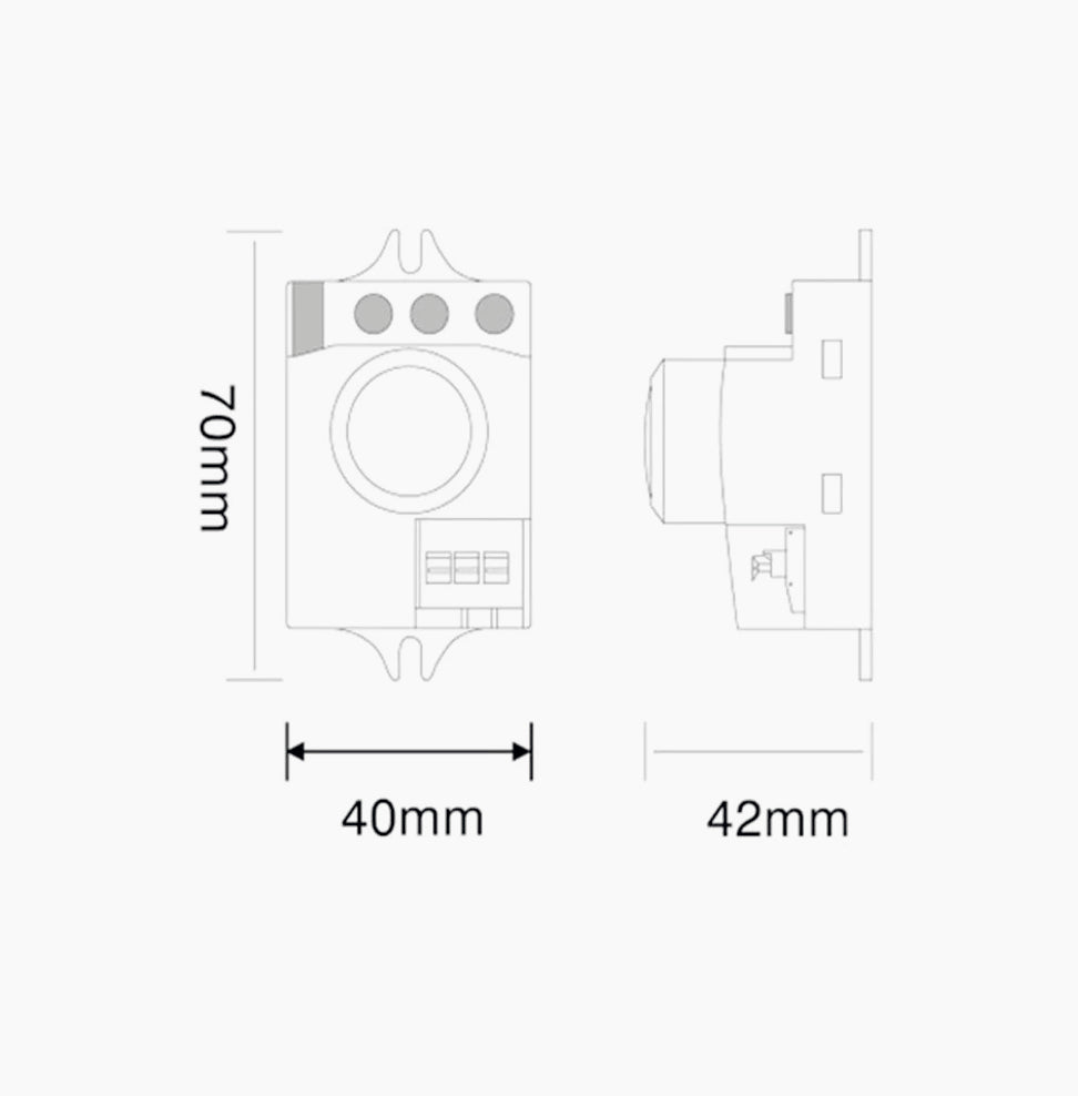 Sensore di movimento a microonde (radar) per installazione interna, tensione 220-240V, rilevamento presenza da 1 a 8 metri, copertura a 360° - ambraled