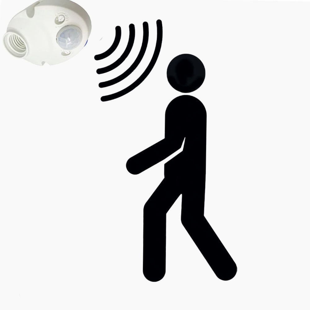 Sensore di movimento PIR a 360° (infrarossi) per lampadine, con attacco E27 - ambraled