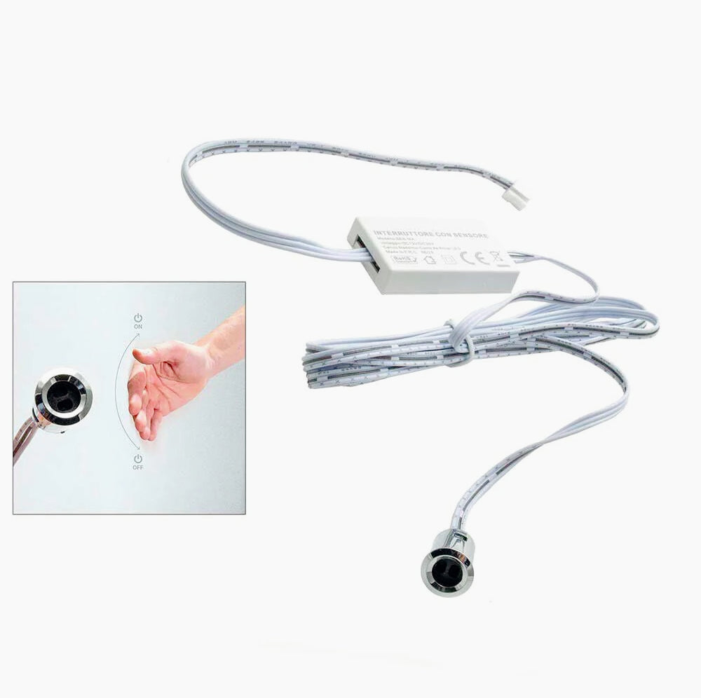 Sensore interruttore a movimento per strisce LED, alimentazione 12/24V, con funzione touch/pulsante - ambraled