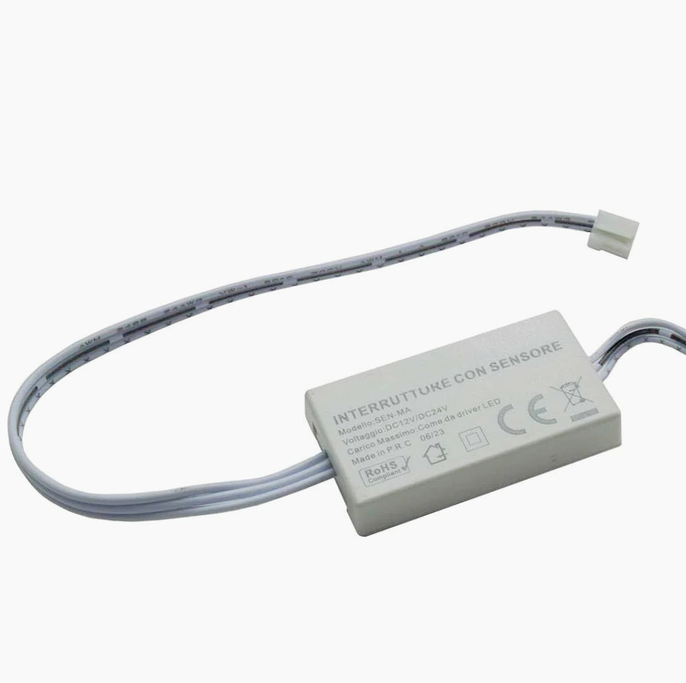 Sensore interruttore a movimento per strisce LED, alimentazione 12/24V, con funzione touch/pulsante - ambraled