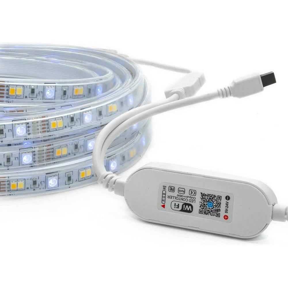 Strip led Smart rgb+ww 5050 5MT controllo app telecomando WI-FI 12V - ambraled