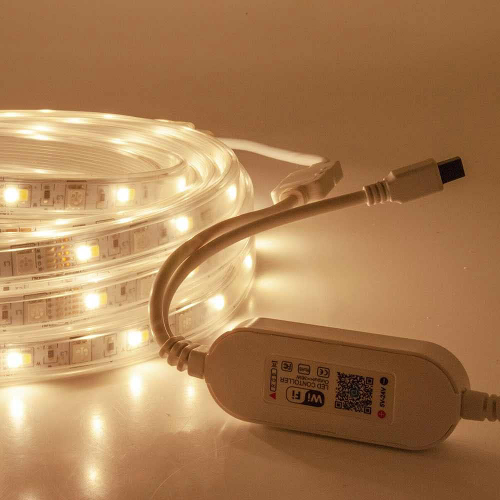Strip led Smart rgb+ww 5050 5MT controllo app telecomando WI-FI 12V - ambraled