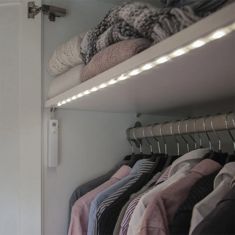 Striscia led con sensore di movimento a infrarossi 3 watt a batteria da 1 metro luce naturale 4000k strip adesiva - ambraled