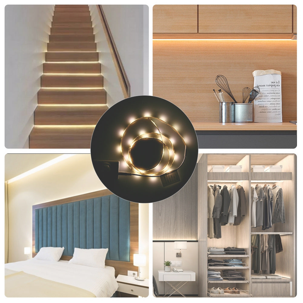 Striscia led con sensore di movimento a infrarossi 3 watt a batteria da 1 metro luce naturale 4000k strip adesiva - ambraled
