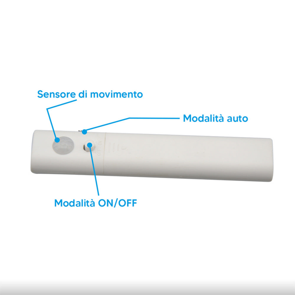 Striscia led con sensore di movimento a infrarossi 3 watt a batteria da 1 metro luce naturale 4000k strip adesiva - ambraled