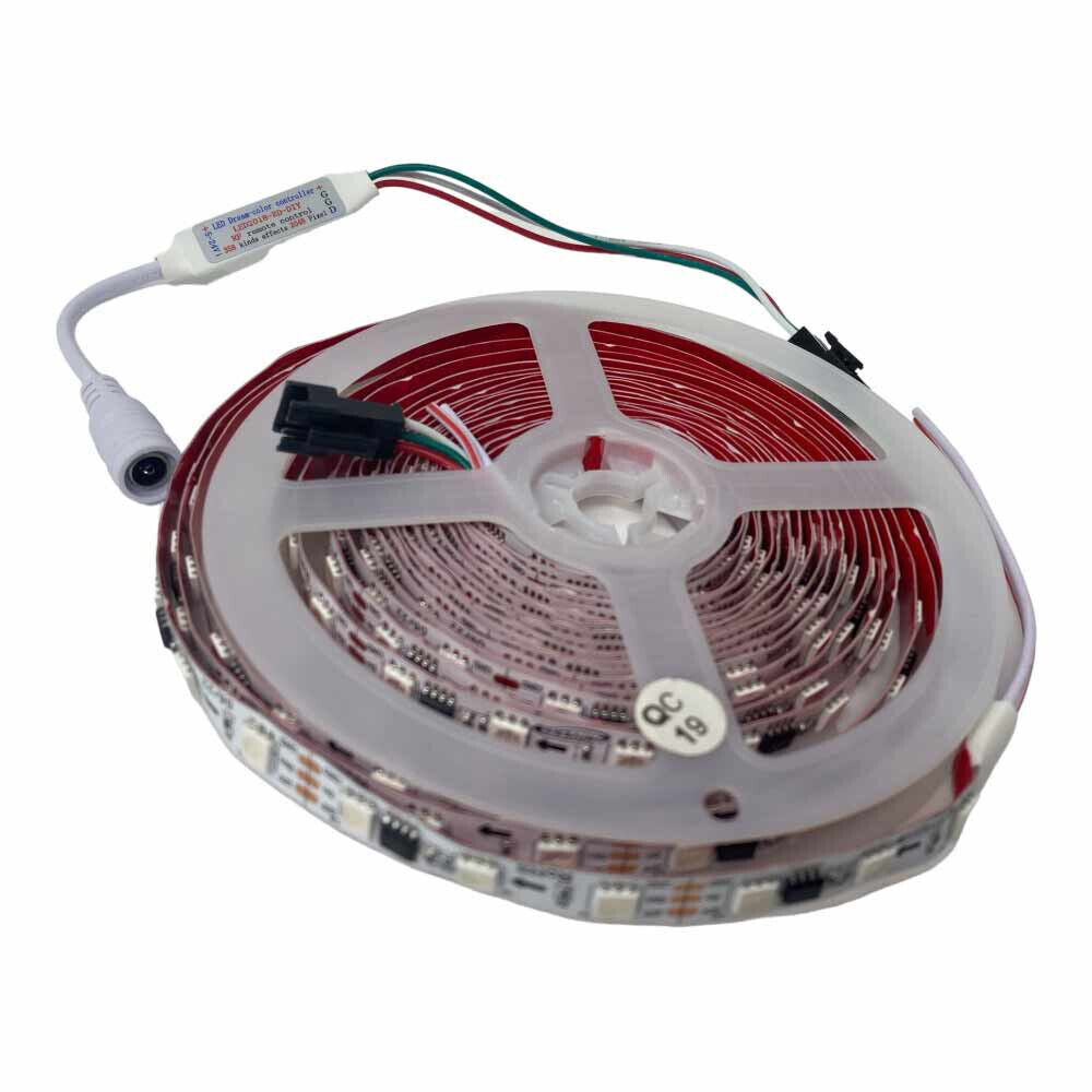 Striscia LED RGB indirizzabile 48W 12V 5m con telecomando effetti luce - ambraled