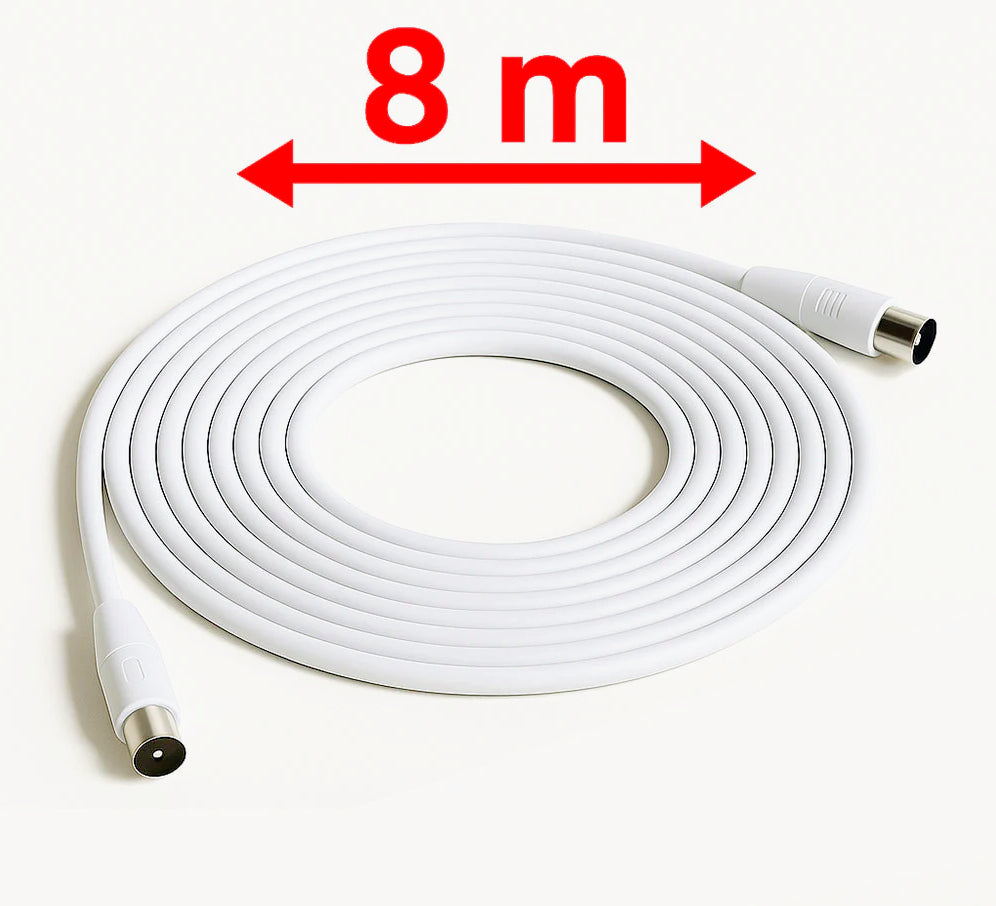 Prolunga antenna coassiale RG59 TV – 1,5m / 3m / 5m / 8m con connettori M/F per segnale digitale video